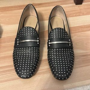 Enzo black studded loafers